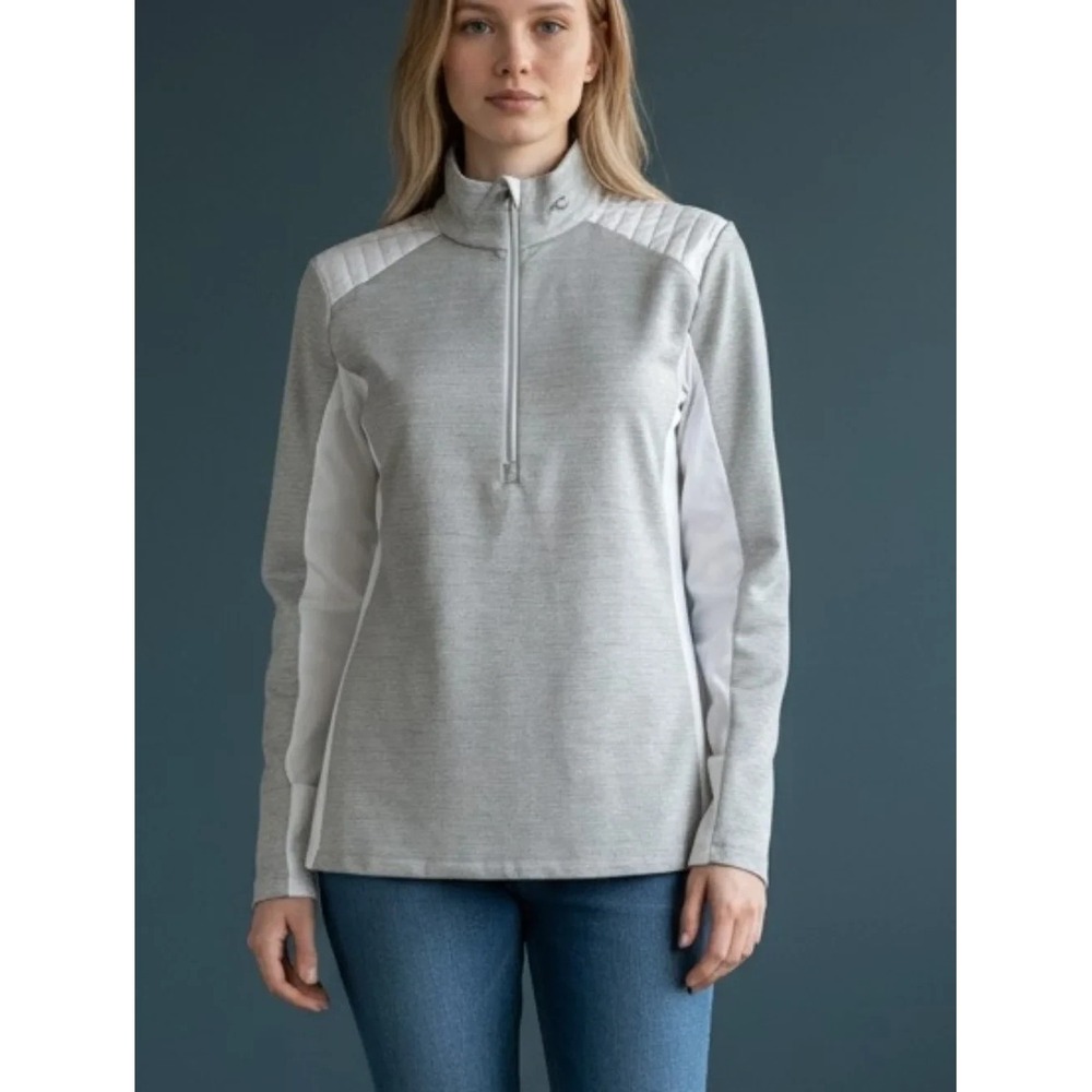 Kjus Forun Midlayer Half-Zip Gray White Pullover Size Medium UPF 50+
